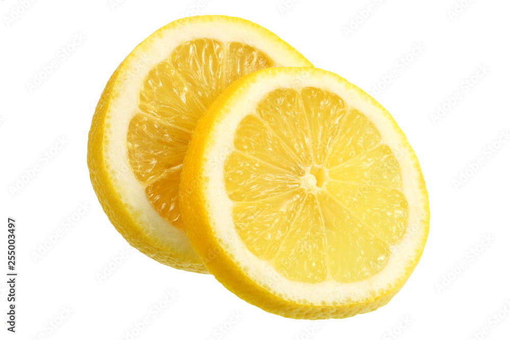 lemon with slices isolated on white background. healthy food lemon with slices isolated on white background. healthy food