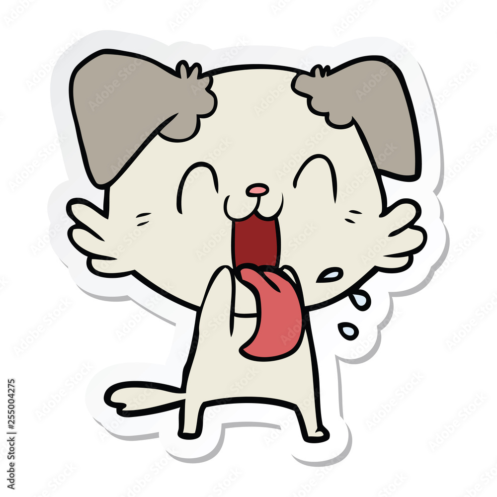 sticker of a cartoon panting dog sticker of a cartoon panting dog