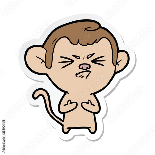 sticker of a cartoon annoyed monkey