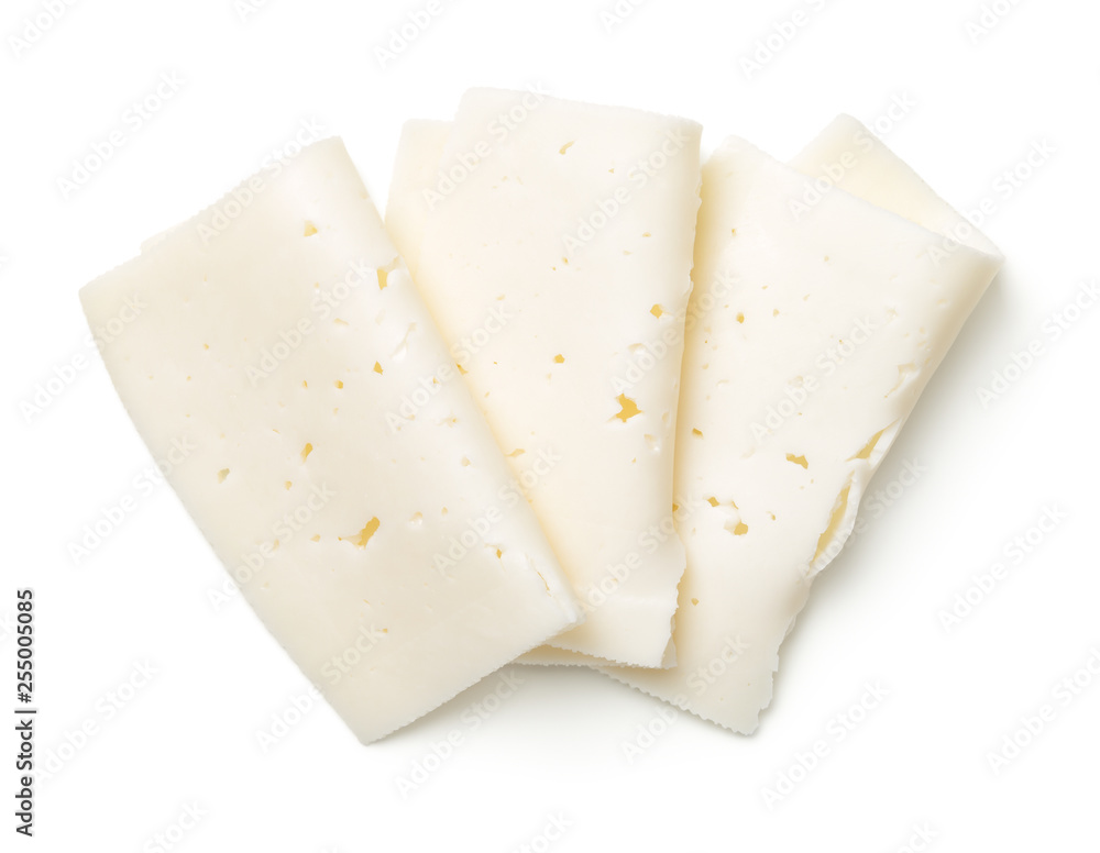 Goat Cheese Slices Isolated On White Background