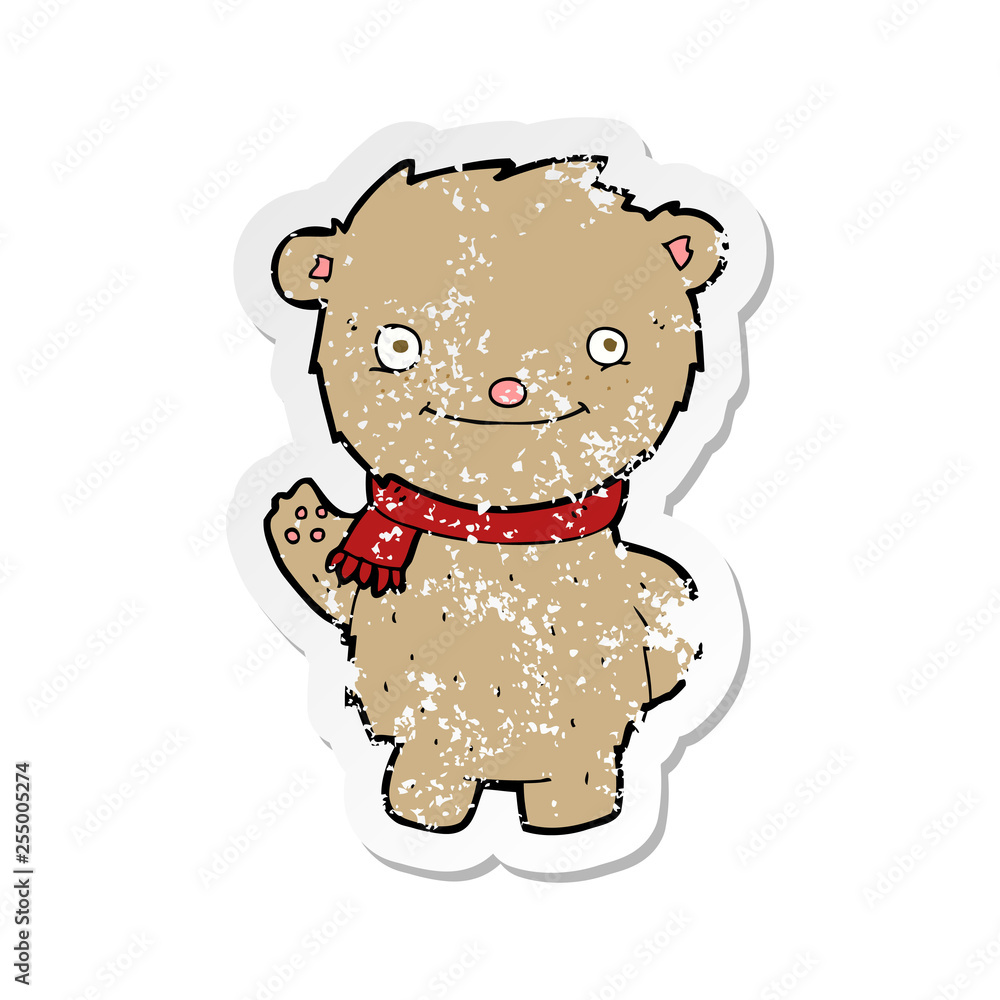retro distressed sticker of a cartoon teddy bear retro distressed sticker of a cartoon teddy bear