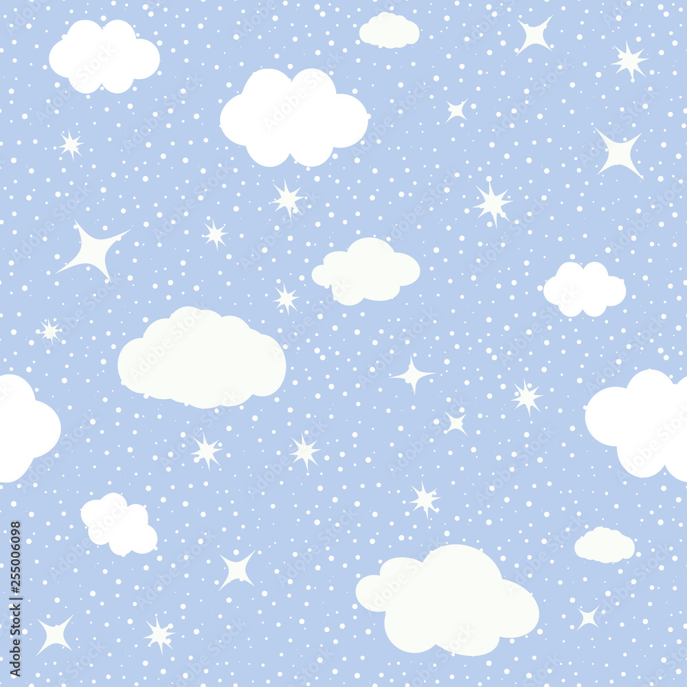 Cute seamless baby pattern of cloud,the stars, the moon. Vector illustration. Cute seamless baby pattern of cloud,the stars, the moon. Vector illustration.