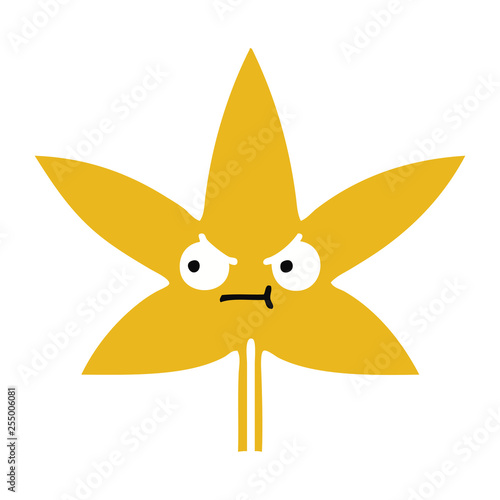 flat color retro cartoon autumnal leaf