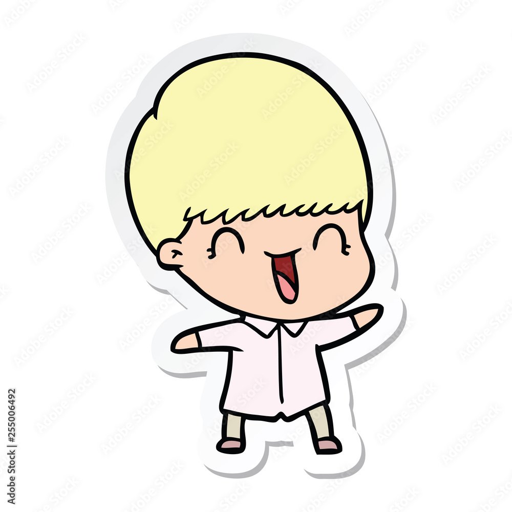 sticker of a happy cartoon boy sticker of a happy cartoon boy