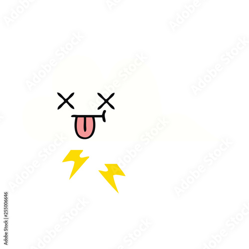 flat color retro cartoon thunder cloud