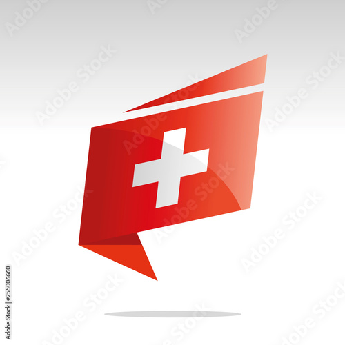 New abstract Switzerland flag origami logo icon button label vector