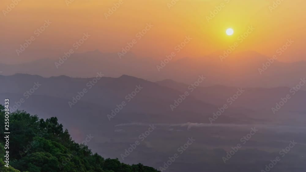Time lapse 4k, Sunrise and sunrise with mountain and color of cloud and sky Time lapse 4k, Sunrise and sunrise with mountain and color of cloud and sky