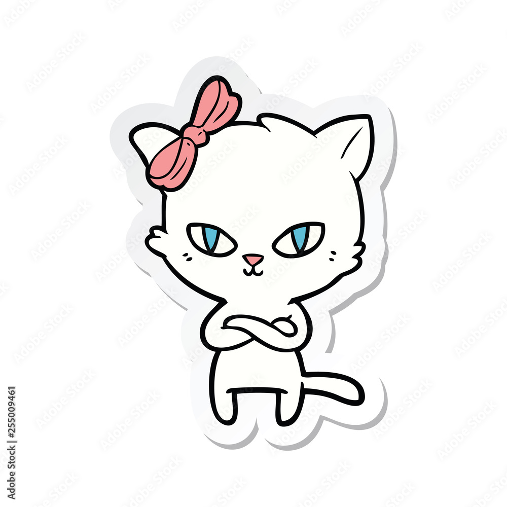 sticker of a cute cartoon cat sticker of a cute cartoon cat