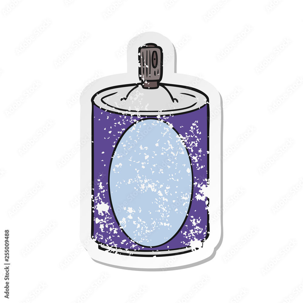 Obraz premium distressed sticker of a cartoon aerosol spray can