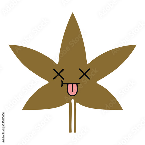 flat color retro cartoon autumnal leaf
