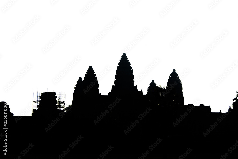 silhouette of  Angkor wat.