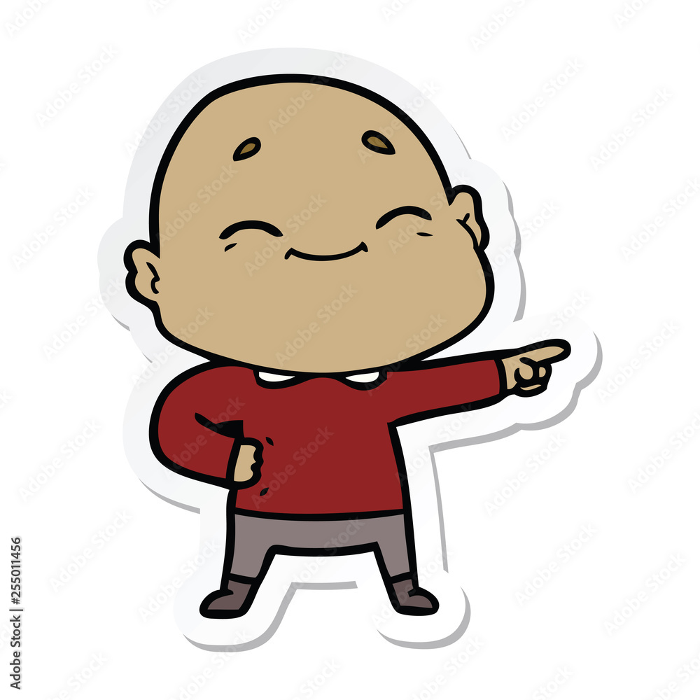 sticker of a happy cartoon bald man sticker of a happy cartoon bald man