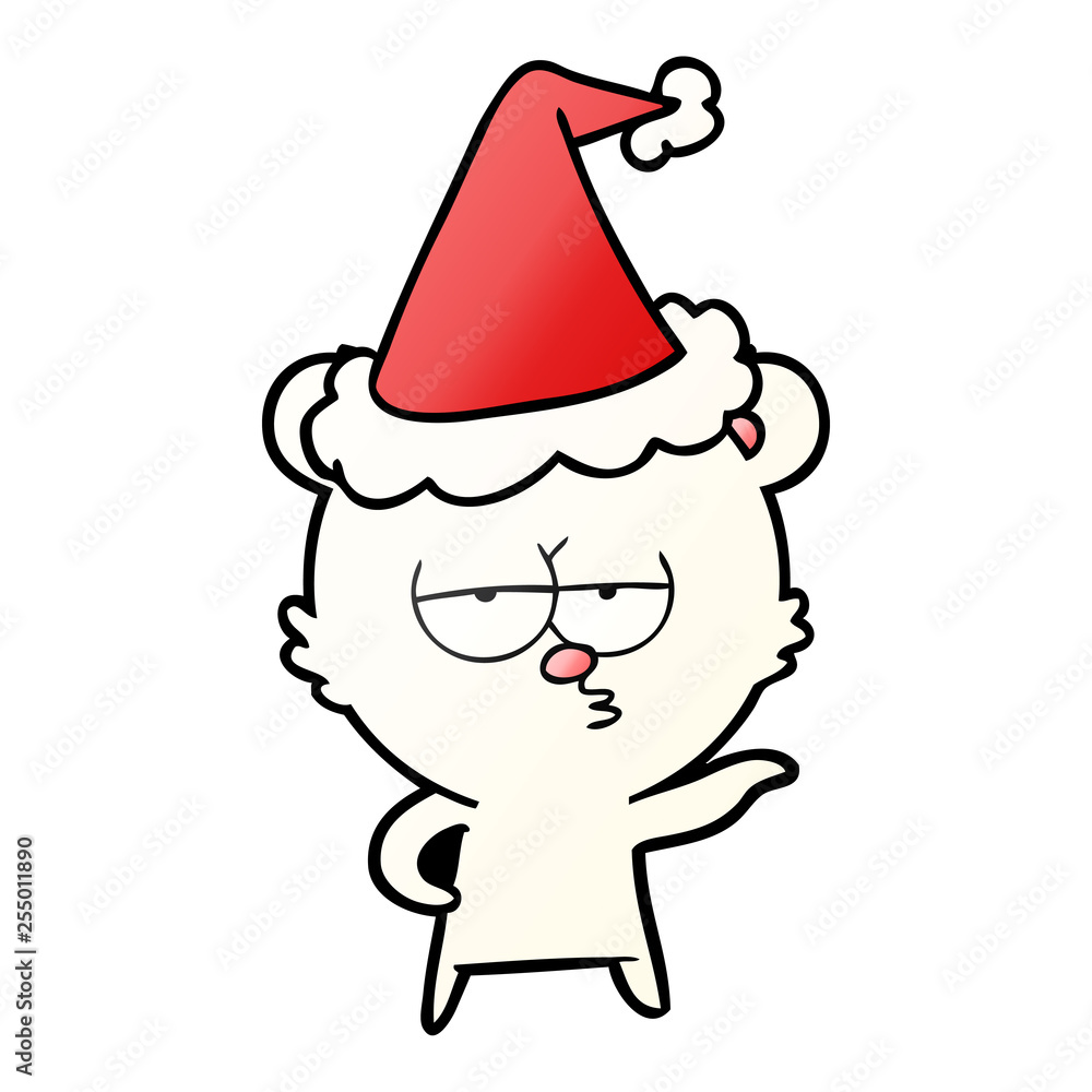 bored polar bear gradient cartoon of a wearing santa hat bored polar bear gradient cartoon of a wearing santa hat