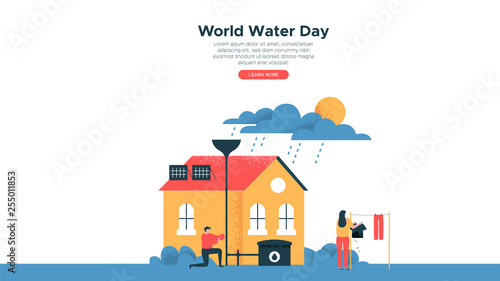 Fototapeta Naklejka Na Ścianę i Meble -  World Water Day eco landing page web template