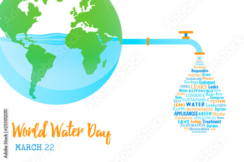 World Water Day planet earth with waterdrop