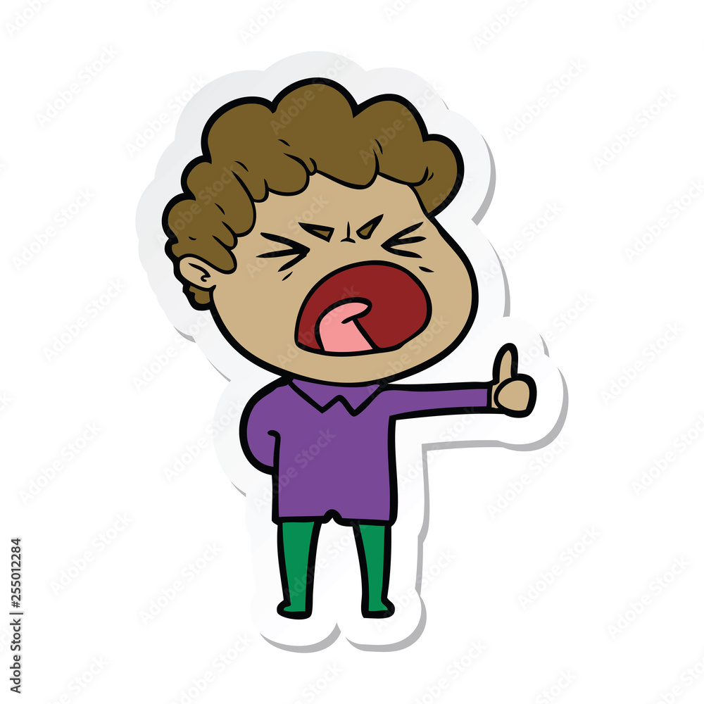 sticker of a cartoon furious man