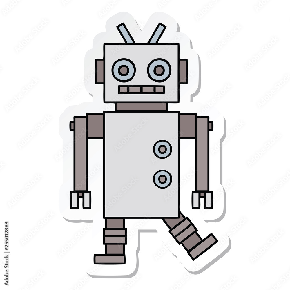 Fototapeta premium sticker of a cute cartoon dancing robot