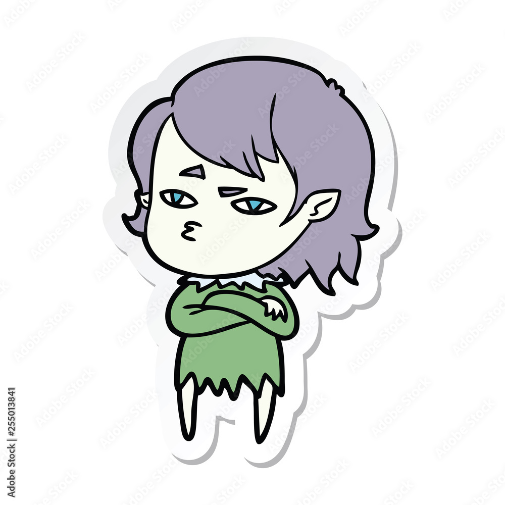 sticker of a cartoon vampire girl sticker of a cartoon vampire girl