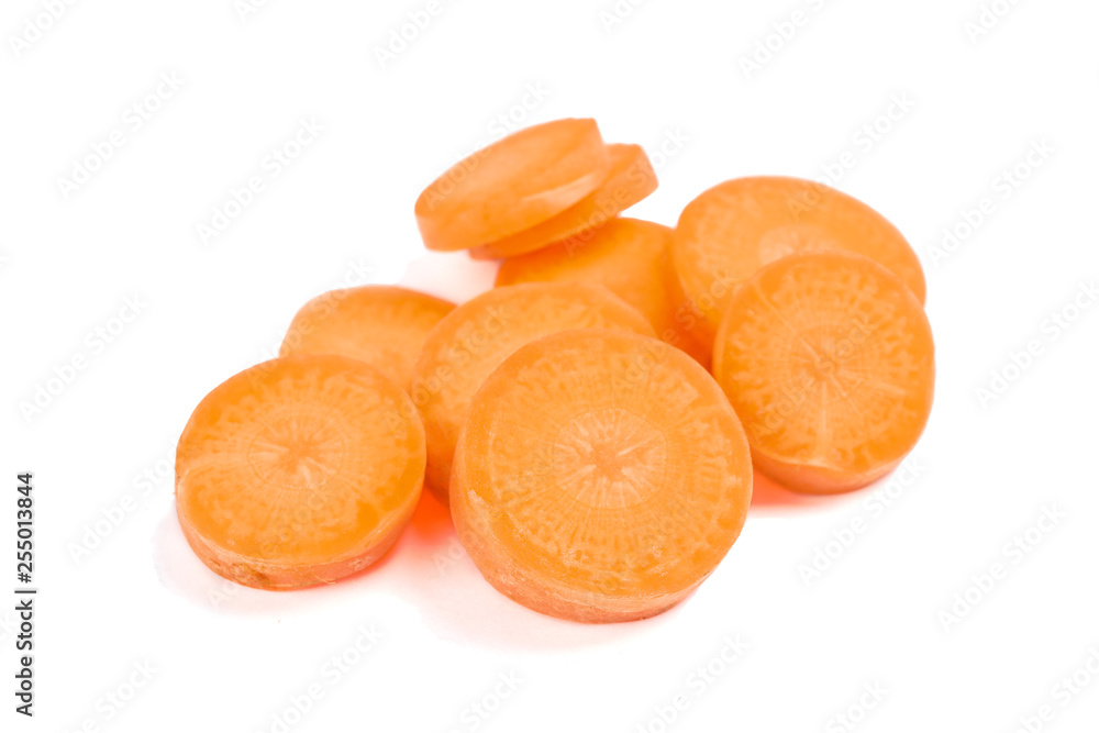 Sliced carrot isolated on white background