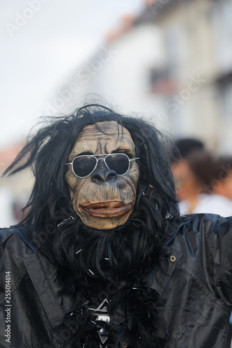 Gorille à lunettes pour le dernier jour noir du carnaval de Cayenne