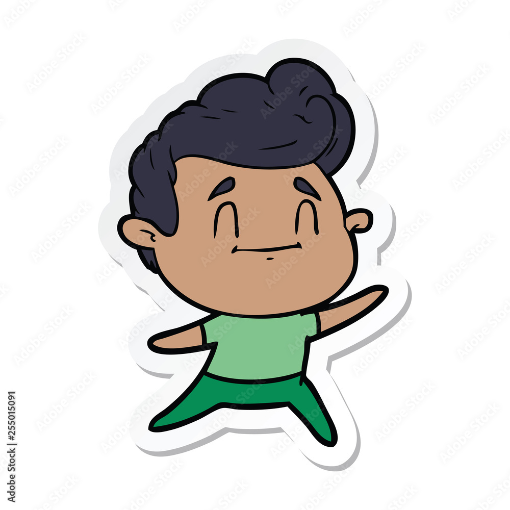 sticker of a happy cartoon man sticker of a happy cartoon man