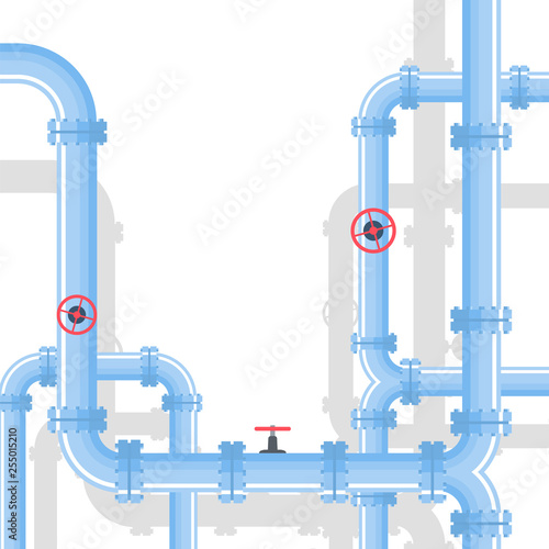 Pipeline industrial background with gas pipes and valves. 