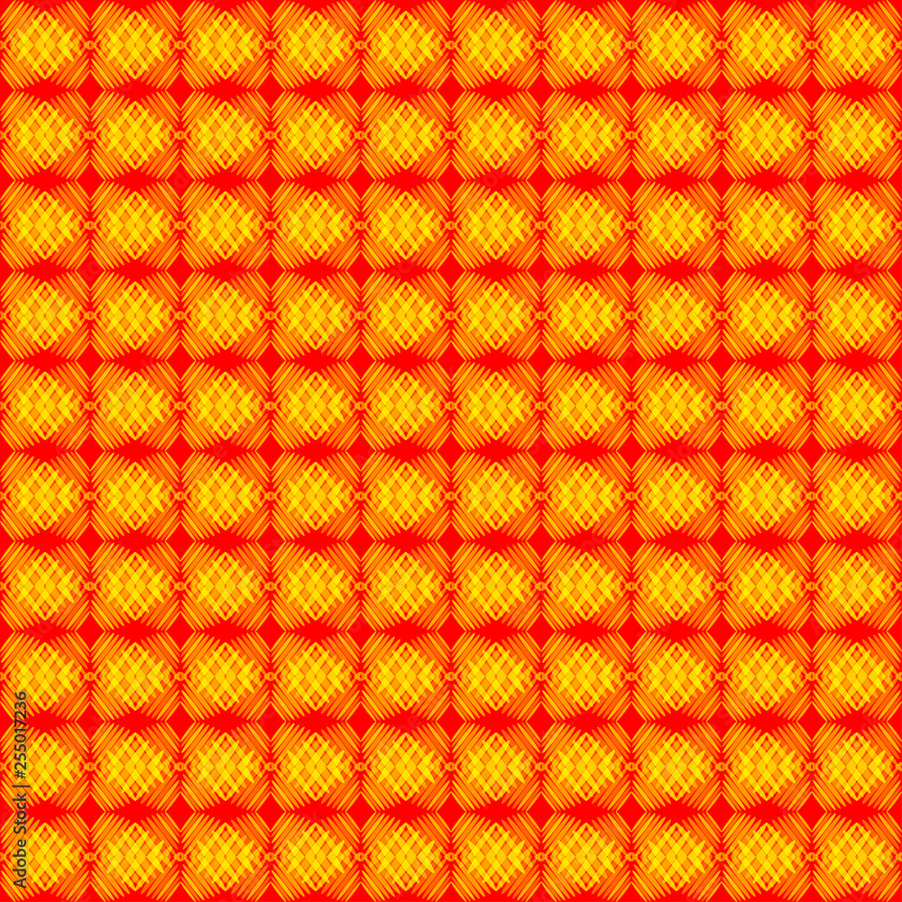 Striped yellow hearts on a red background. Striped yellow hearts on a red background.