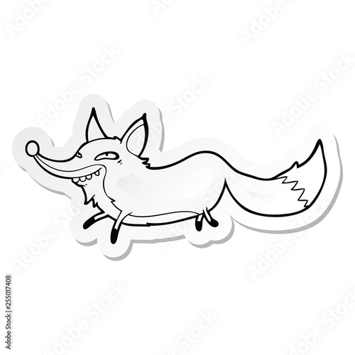 sticker of a cartoon sly fox