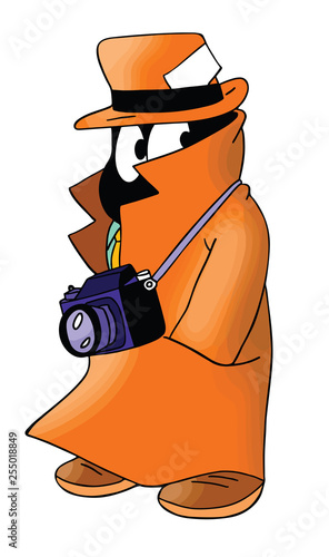 Cartoon ant detective taking photographs vector illustration