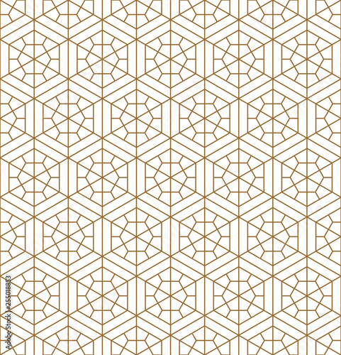 Japanese seamless pattern in style woodwork kumiko ornament.