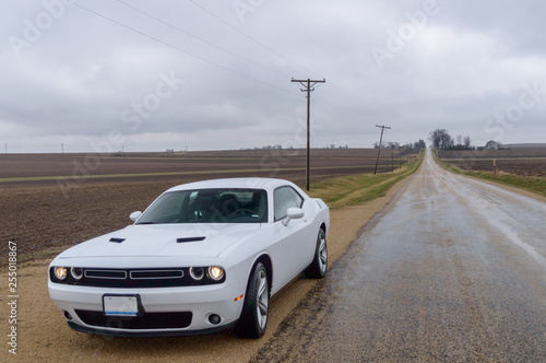 An american muscle car on the road
