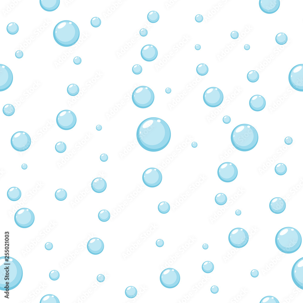 Seamless Background with Blue Water Bubbles