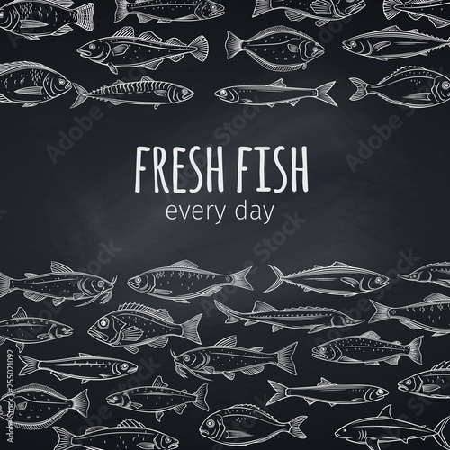 Fish layout, chalkboard style.