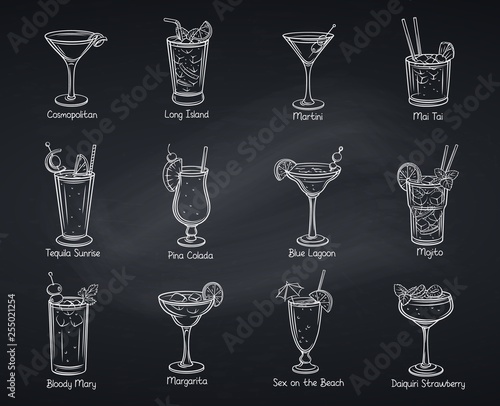 Tropical alcoholic cocklails