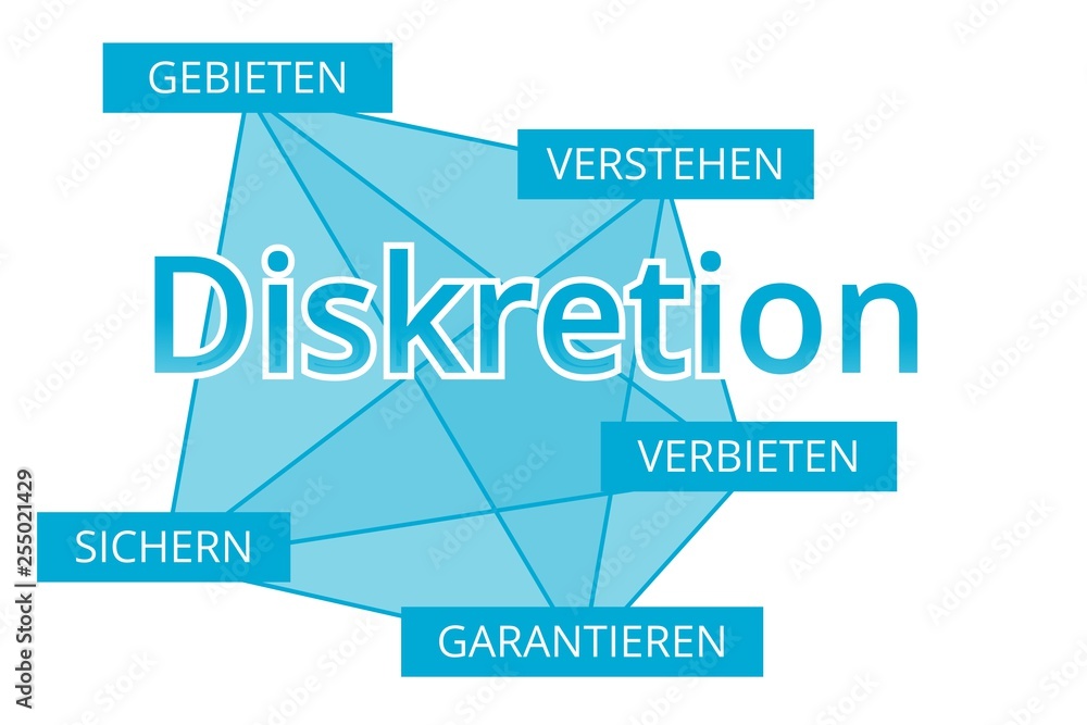 Diskretion - Begriffe verbinden, Farbe blau