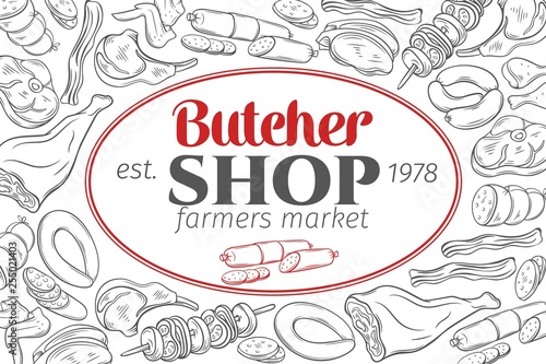 Meat product, butcher shop poster