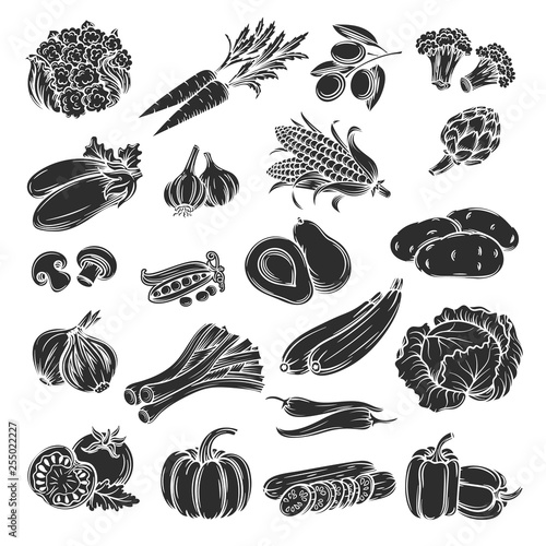 vegetables icons set