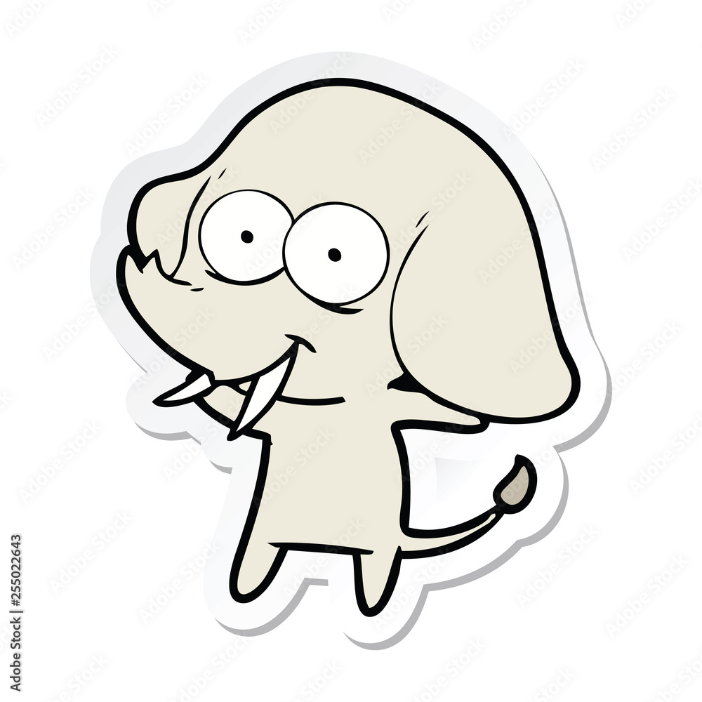 sticker of a happy cartoon elephant sticker of a happy cartoon elephant