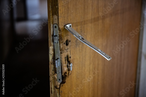 Broken home doors after burglary photo