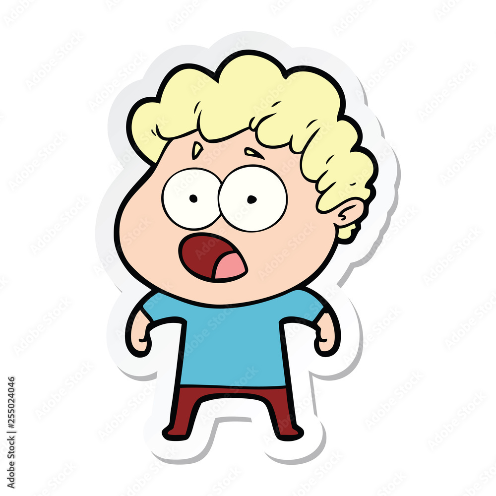 sticker of a cartoon man gasping in surprise sticker of a cartoon man gasping in surprise