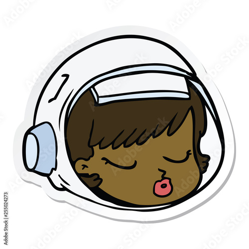 sticker of a cartoon astronaut face