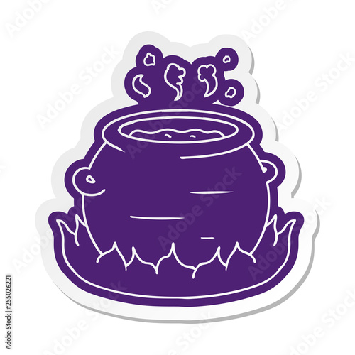 cartoon sticker of a pot of stew