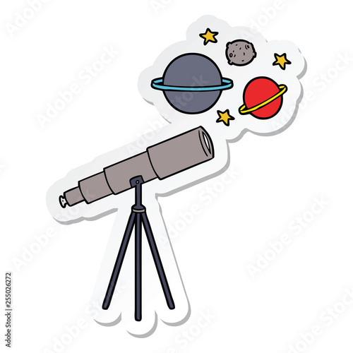 sticker of a cartoon telescope