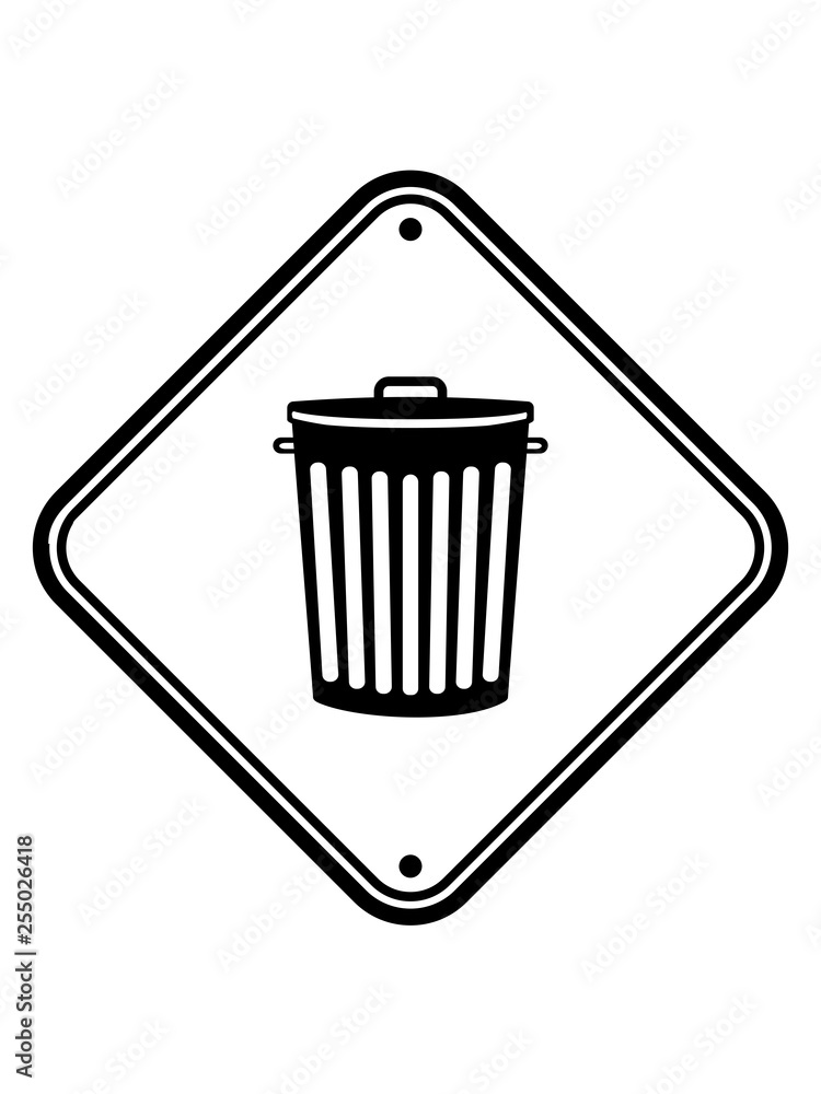 mülleimer mülltonne schild hinweis achtung vorsicht zone gefahr gebiet  tonne müll wegwerfen dreck abfall recycling ökologisch biologisch eimer  verwerten sauber halten behälter clipart design Stock Illustration | Adobe  Stock