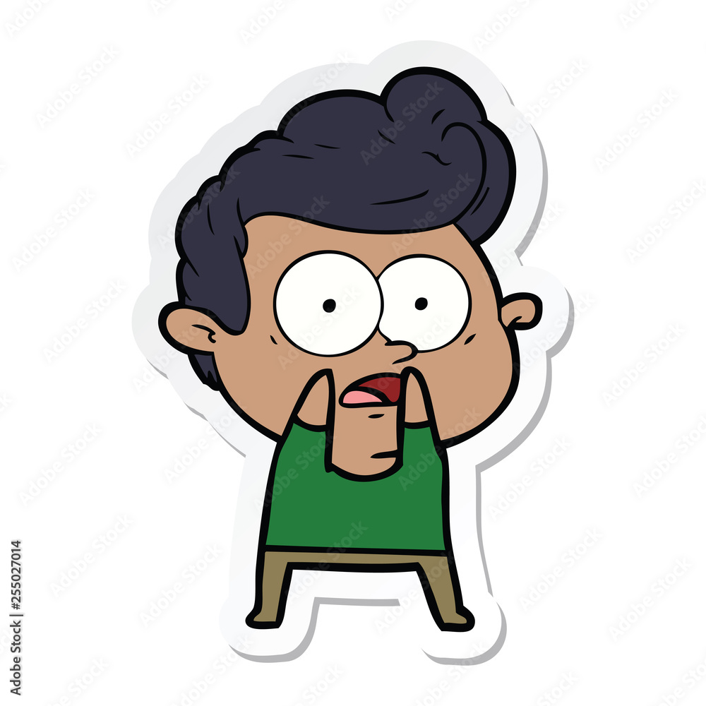 sticker of a cartoon staring man