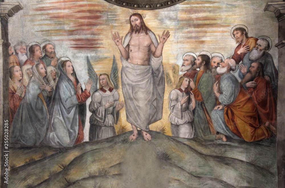 Ταπετσαρία Cristo risorto appare agli Apostoli; affresco nel Coro delle Monache; Brescia, c