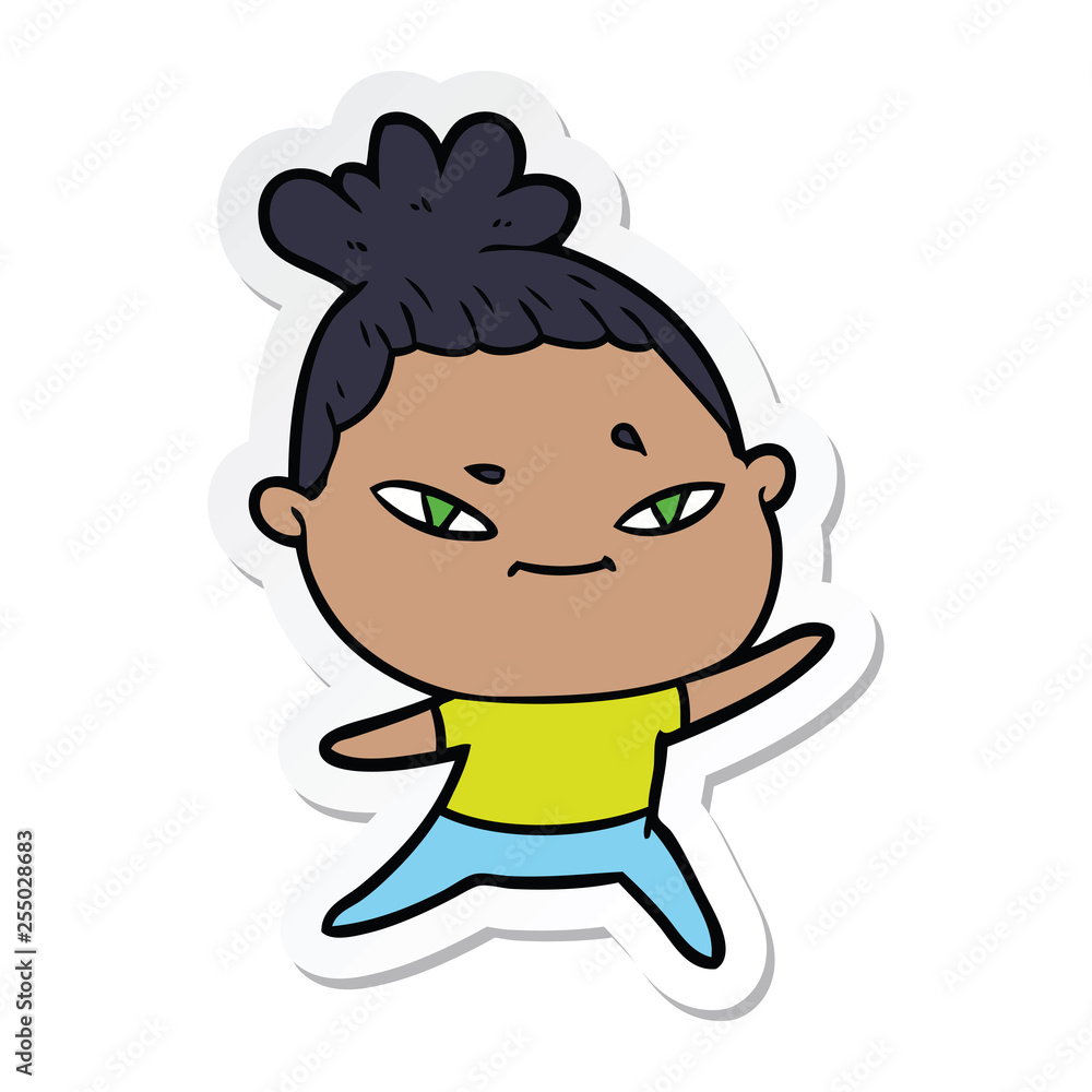 sticker of a cartoon woman sticker of a cartoon woman