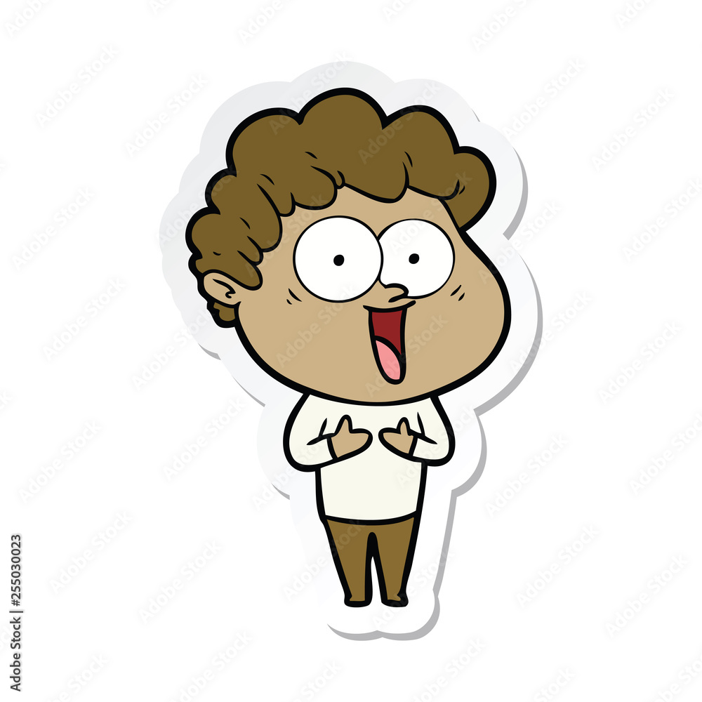 Obraz premium sticker of a cartoon happy man