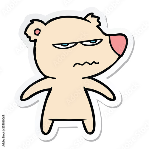 sticker of a angry bear cartoon