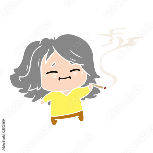 cartoon of cute kawaii old woman